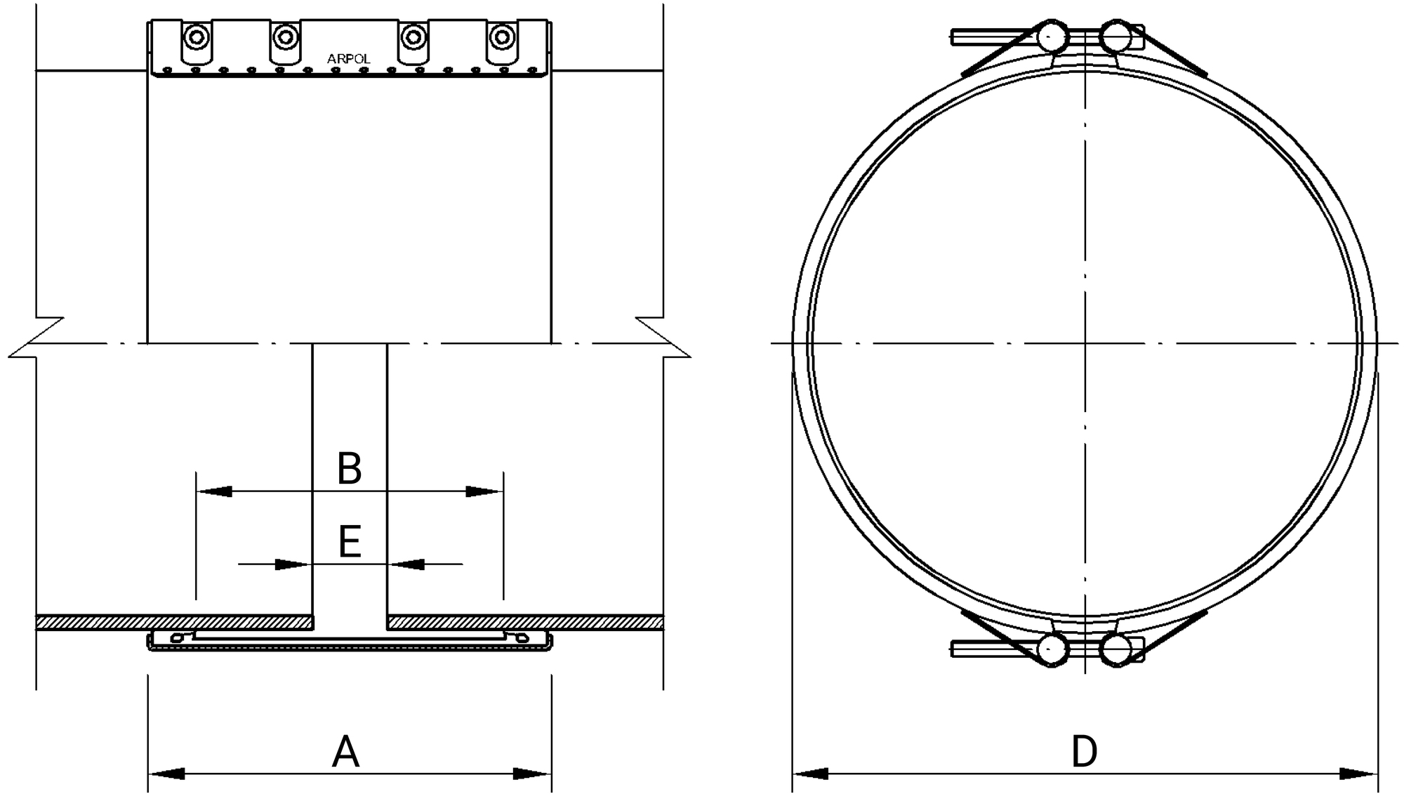 Schéma du 'Raccord universel de réparation inox REP2 PN5 à 11' Schéma de la référence