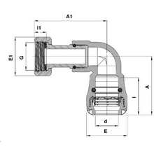 Coude 90° transition écrou prisonnier 1076F