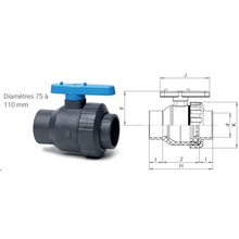 Vanne simple union à coller - Joints EPDM 1350