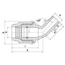 Coude à 45° avec dérivation filetée 7450