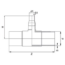 Té à 90° réduit à embouts mâles (rallongé) - PE100 SDR11 9148S